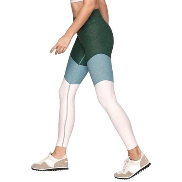 Outdoor Voices 7/8 Spring Tri Color Green Pink Light Green Leggings Size L - Picture 5 of 7